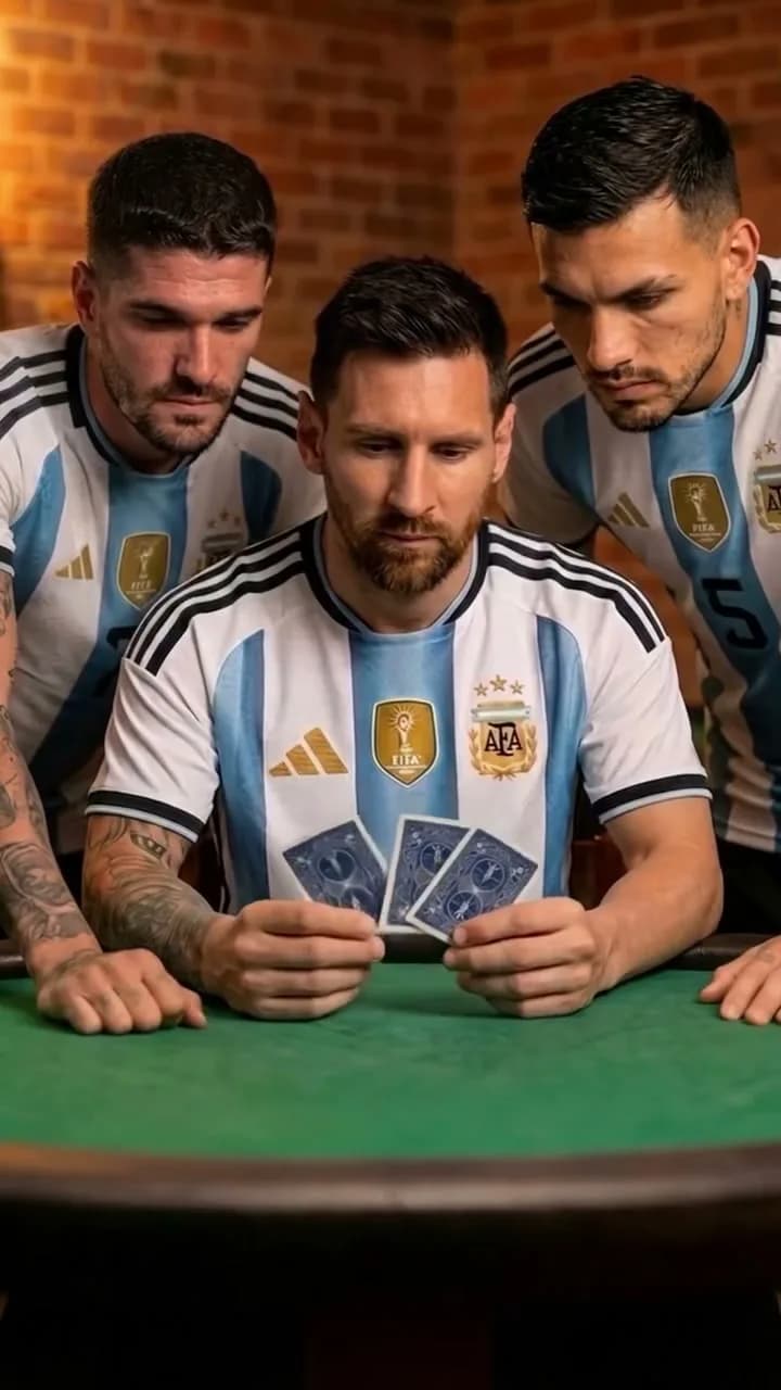 Los jugadores de la Selección, recreados con IA, en la mesa de truco